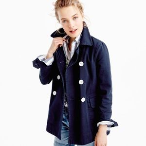 NWT J Crew Heavyweight Cotton Twill Pea Coat PINK
